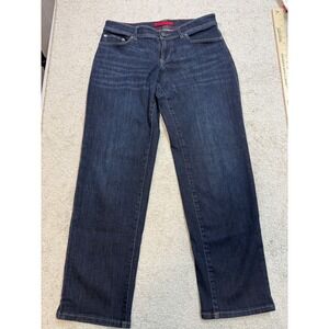 LL Bean Womens 8 Petite Straight Leg Jeans Dark Wash Blue Stretch Denim 5-Pocket